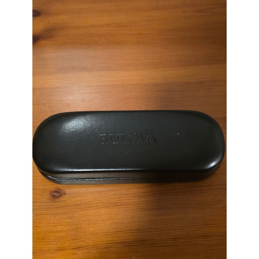 Bulova Black Hard Shell Eyeglass Case Faux Leather Protective Storage Box